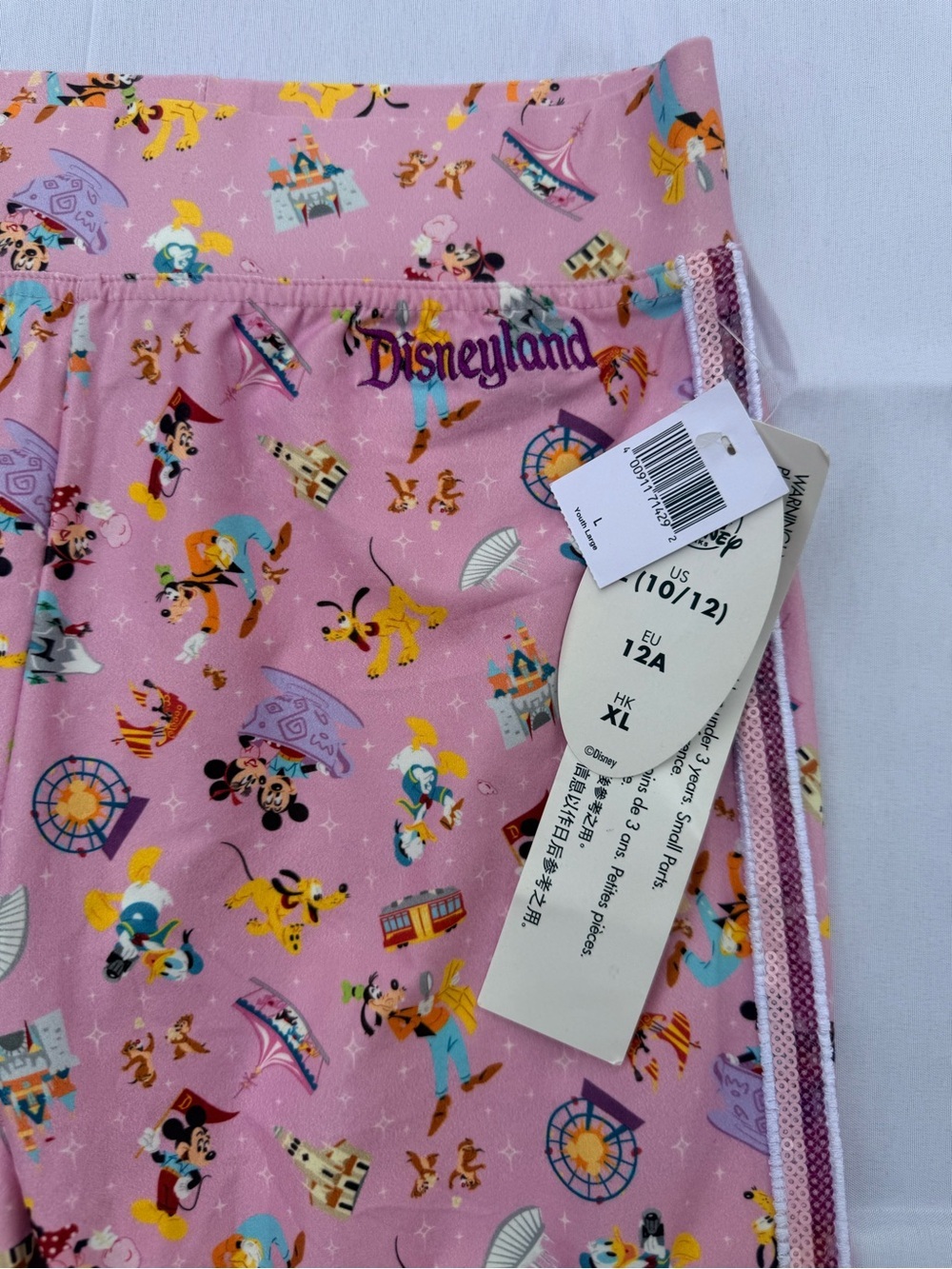 #71 Disney Pink All-Over Character Print Kids Leggings-size(10/12) - Picture 2 of 7